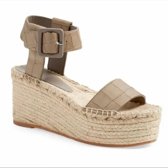 Vince Abby Croc Espadrille Platform Sandals Taupe Summer Bohemian Chic size 9 - Picture 1 of 9